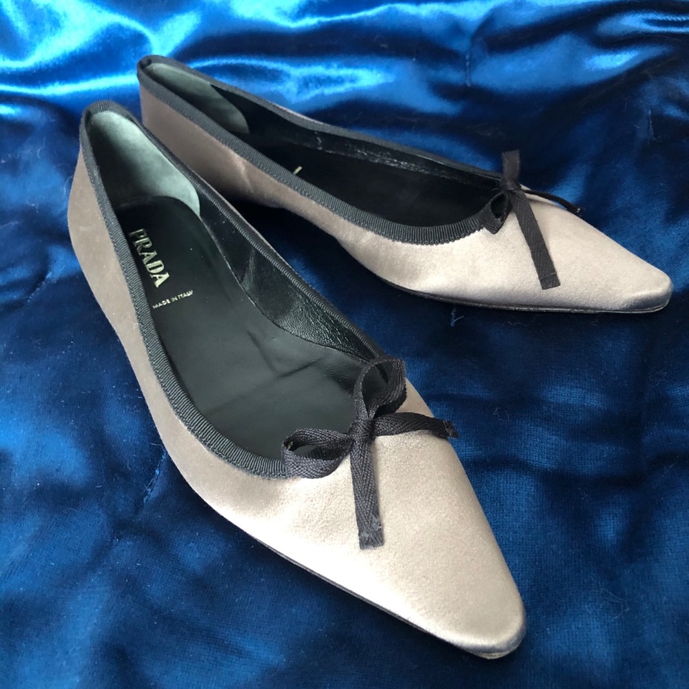 Prada Satin Ballet Pointed Toe Flats Sz 7